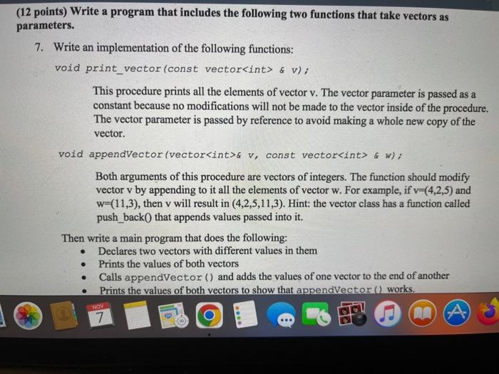 Solved 2 points) Write a program that includes the following | Chegg.com