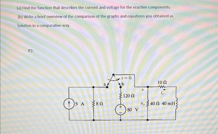 Solved (a) Find the function that describes the current and | Chegg.com