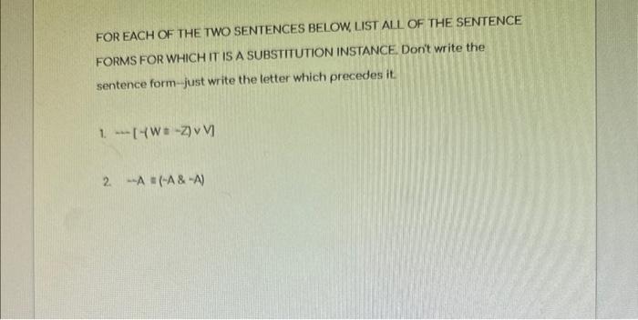 Solved FOR EACH OF THE TWO SENTENCES BELOW, LIST ALL OF ITHE | Chegg.com