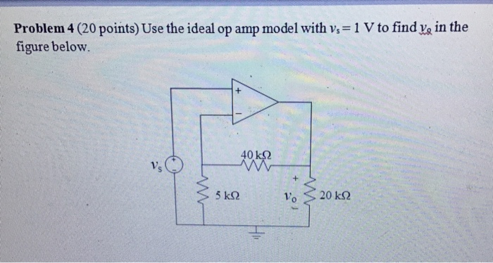 Solved Problem 4 (20 points) Use the ideal op amp model with | Chegg.com
