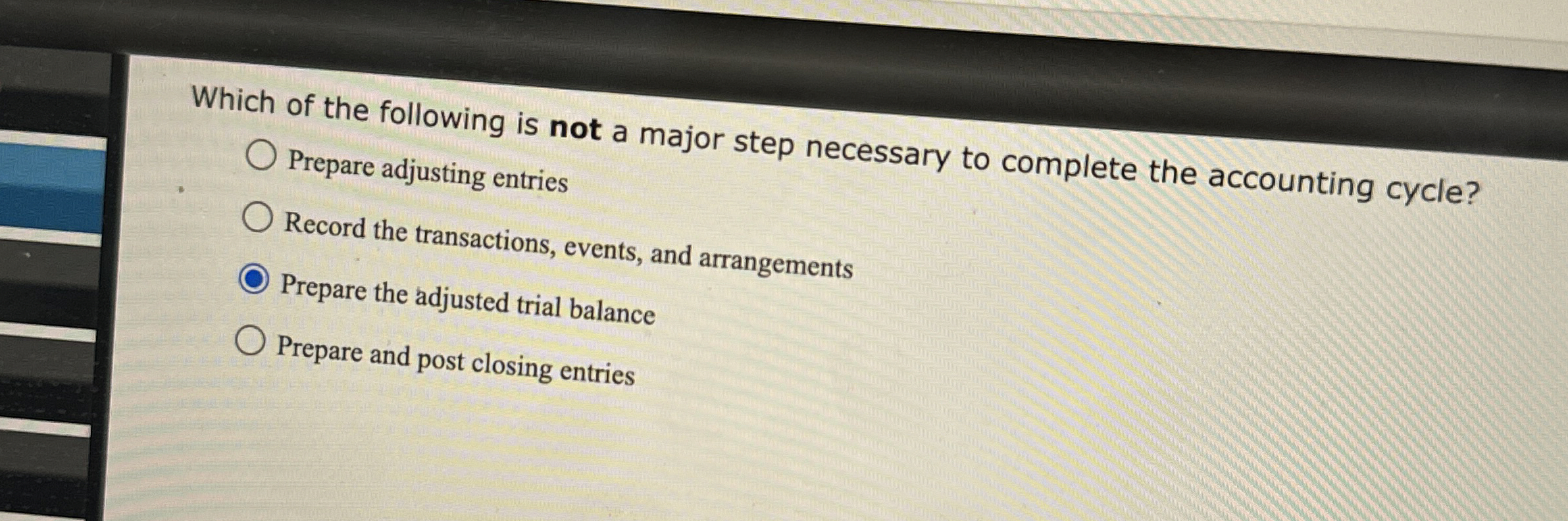 Solved Which of the following is not a major step necessary | Chegg.com