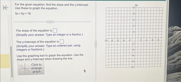 Solved For the given equation, find the slope and the | Chegg.com