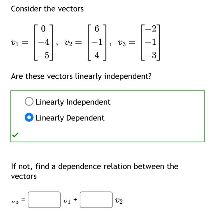 Solved Consider The Vectors | Chegg.com