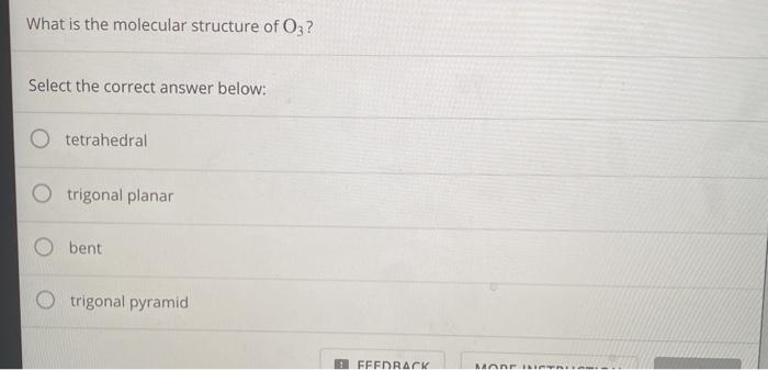 Solved What is the molecular structure of O3? Select the | Chegg.com