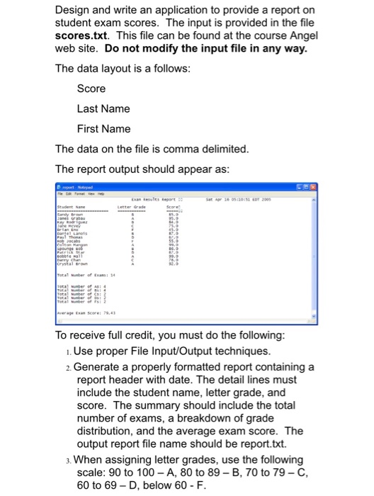 Solved Design and write an application to provide a report | Chegg.com