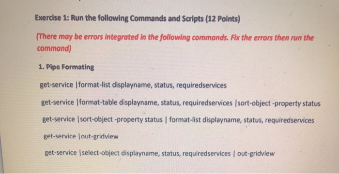 Solved Exercise 1: Run the following Commands and Scripts | Chegg.com