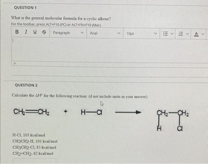 Solved What is the general molecular formula for a cyclic | Chegg.com