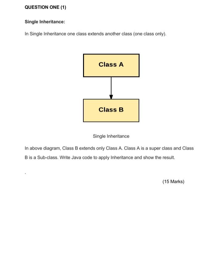 Solved QUESTION ONE (1) Single Inheritance: In Single | Chegg.com
