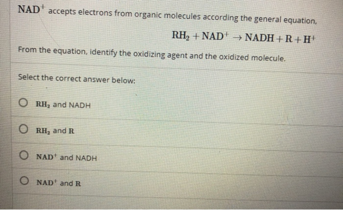 Solved NAD Accepts Electrons From Organic Molecules | Chegg.com