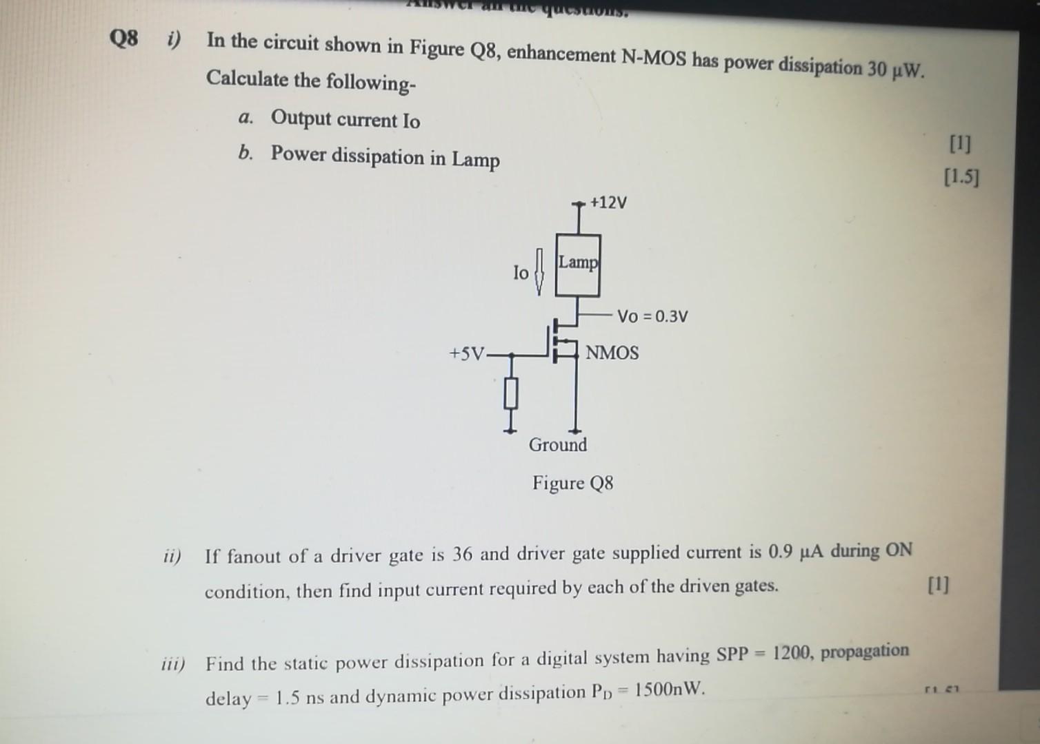 Solved a que Q8 i) In the circuit shown in Figure Q8, | Chegg.com