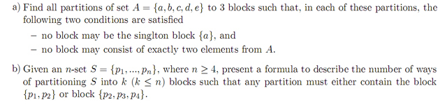 Solved Find All Partitions Of Set A = {a,b,c,d,e} To 3 | Chegg.com