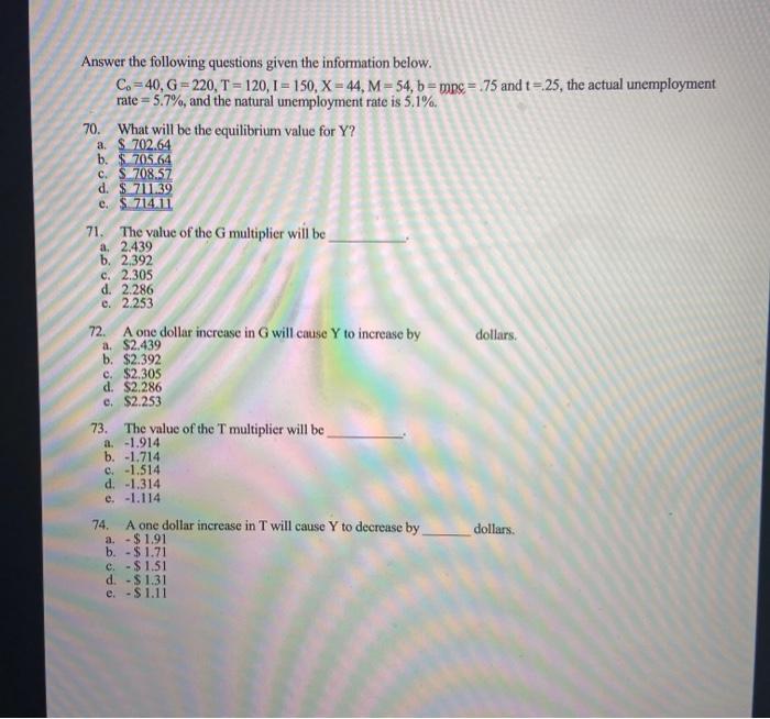 Solved Answer the following questions given the information | Chegg.com