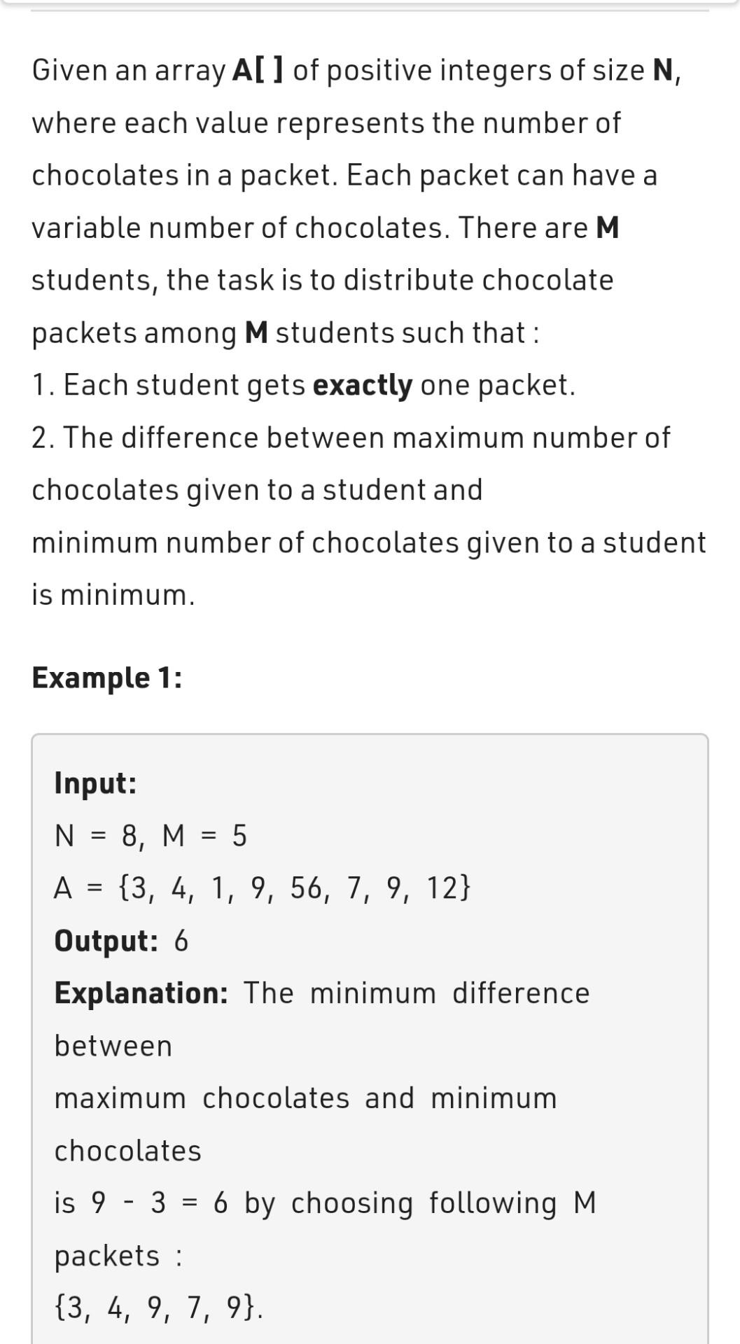 Solved Given an array A[ ] of positive integers of size N, | Chegg.com
