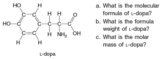 Solved Formula Weight And Molar Mass L Dopa Is A Drug Used Chegg Com