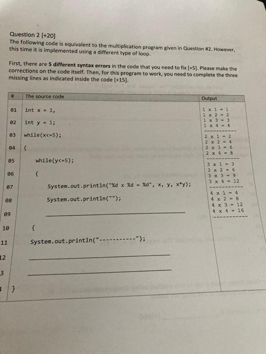 Solved Question 2 [+20] The following code is equivalent to | Chegg.com
