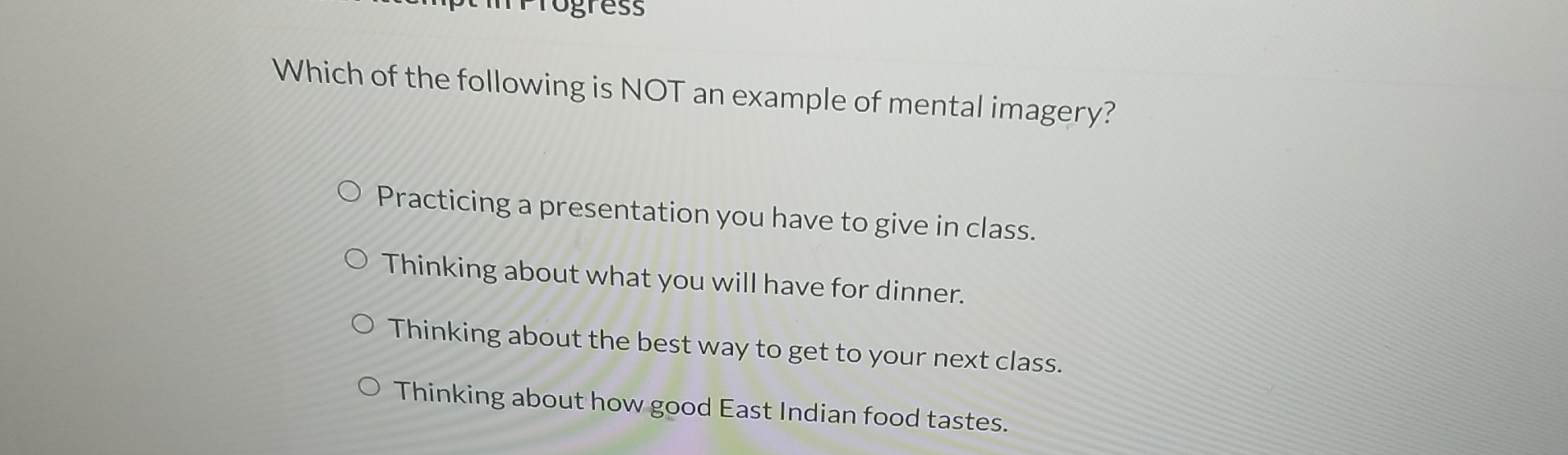 Solved Which of the following is NOT an example of mental | Chegg.com
