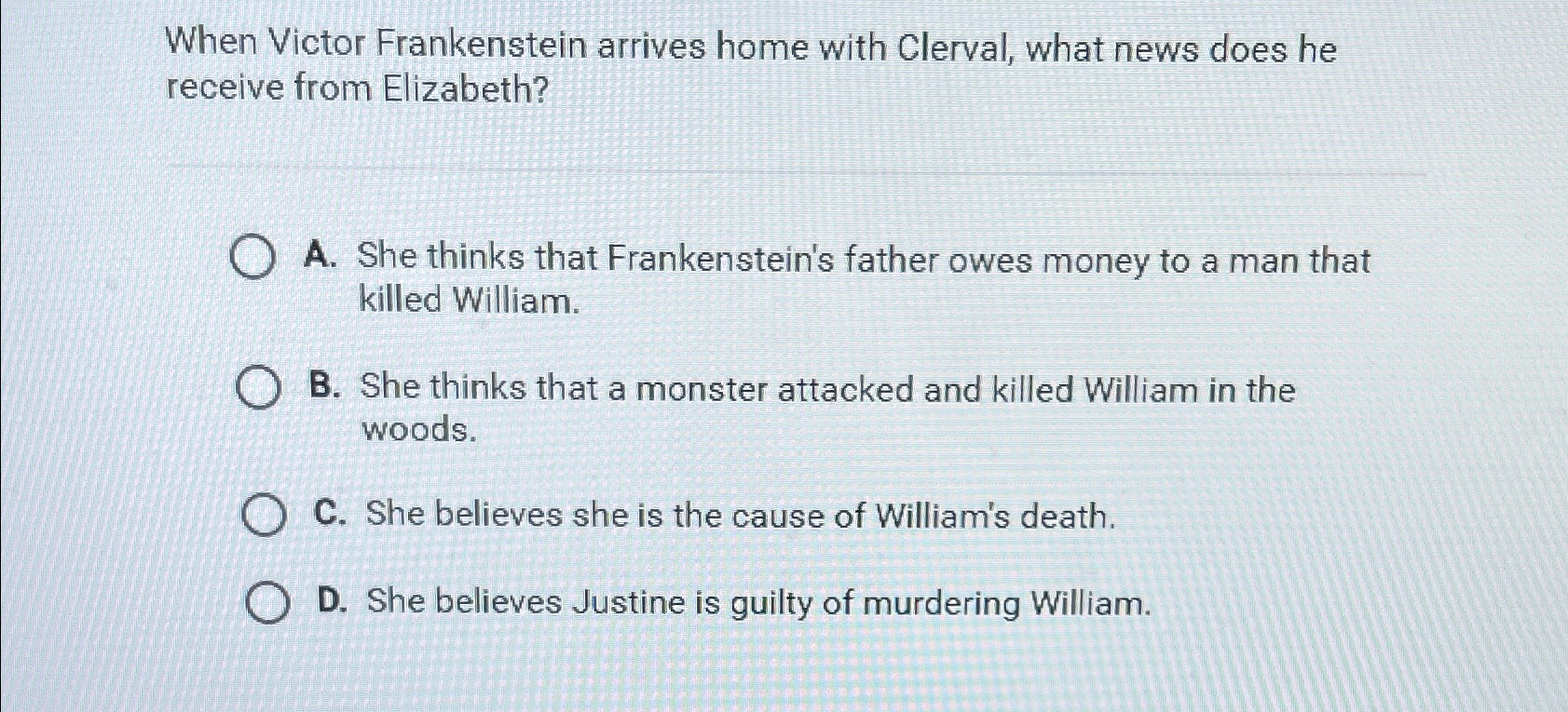 Solved When Victor Frankenstein arrives home with Clerval,