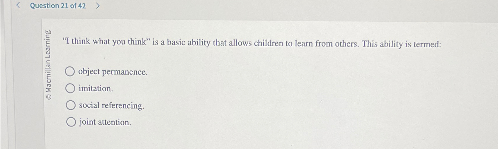 Solved Question 21 ﻿of 42 ﻿"I Think What You Think" Is A | Chegg.com