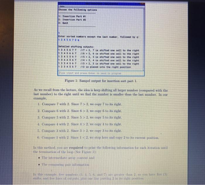 Solved 1 Description of the Program The insertion sort was | Chegg.com