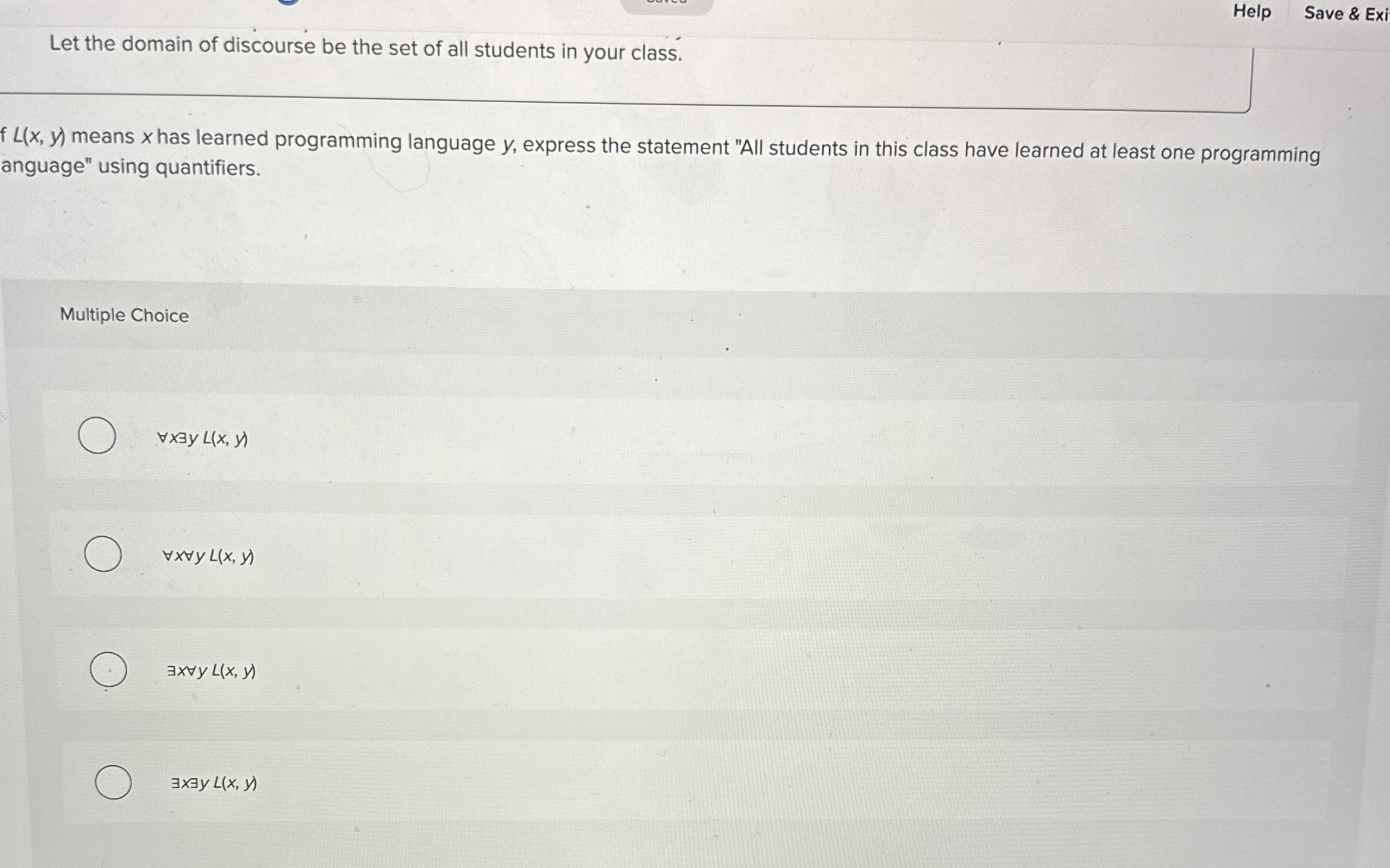 Solved Let the domain of discourse be the set of all | Chegg.com