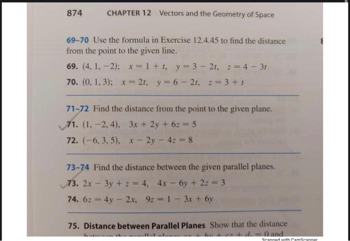 Solved 874 CHAPTER 12 Vectors and the Geometry of Space ६ | Chegg.com