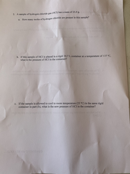 Solved 1. A sample of chlorine gas occupies a volume of 8.73