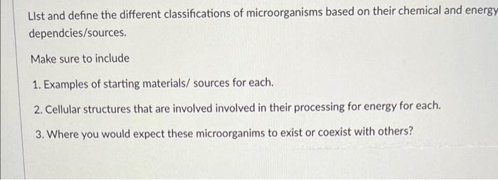 Solved List and define the different classifications of | Chegg.com