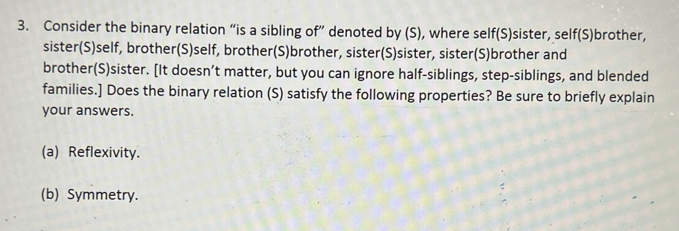 Solved Consider the binary relation 