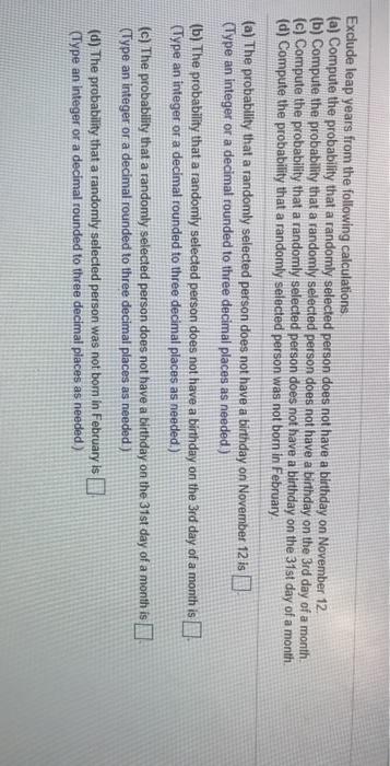 Solved exclude leap years from the following calculations chegg