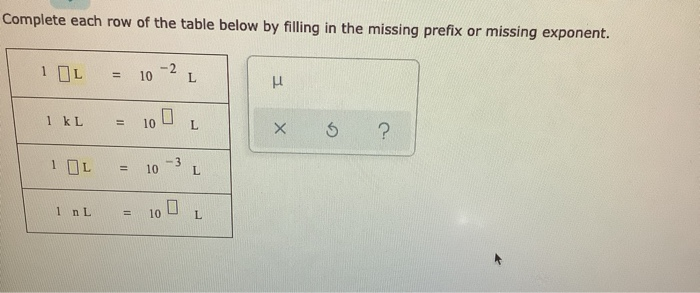 Solved Complete each row of the table below by filling in Chegg