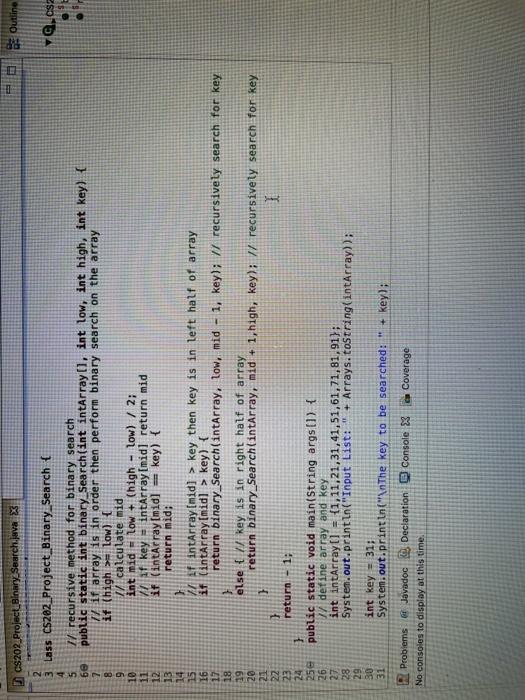 Implement a GUI for the given Binary Search program | Chegg.com