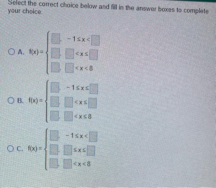 Solved Write A Piecewise Function For The Given Graph.Select | Chegg.com