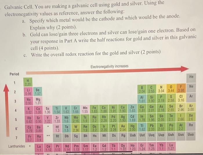 Solved Galvanic Cell. You Are Making A Galvanic Cell Using | Chegg.com