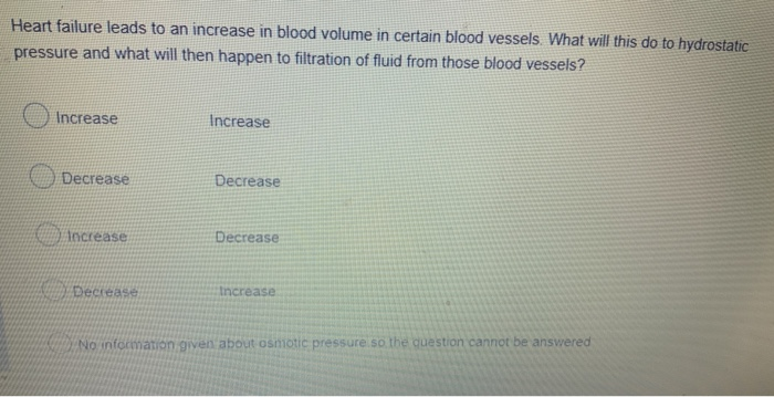 Solved Heart failure leads to an increase in blood volume in | Chegg.com