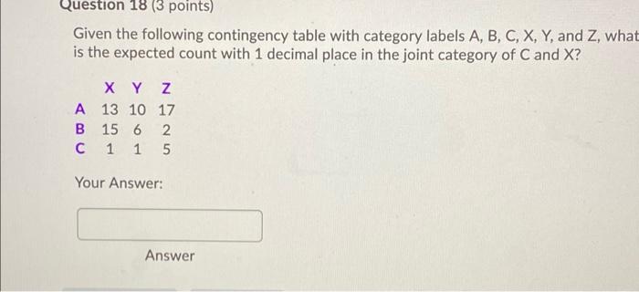 Solved Question 18 (3 points) Given the following | Chegg.com