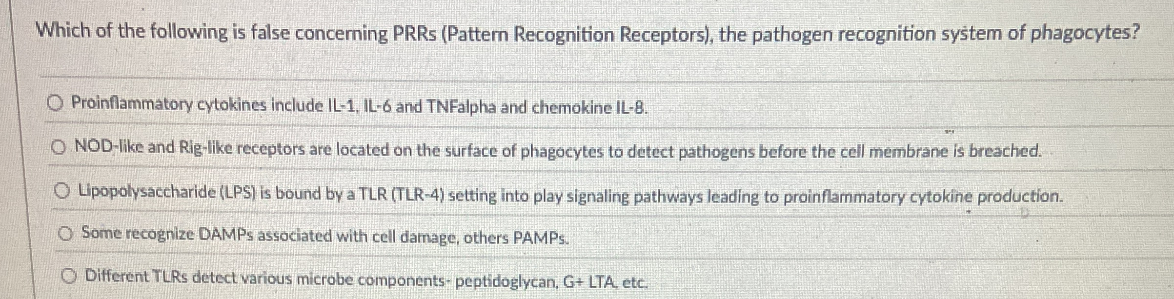 Solved Which Of The Following Is False Concerning Prrs Chegg Com