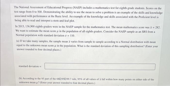 Solved The National Assessment of Educational Progress | Chegg.com