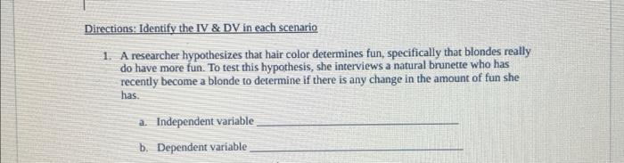 Solved 1. A researcher hypothesizes that hair color | Chegg.com