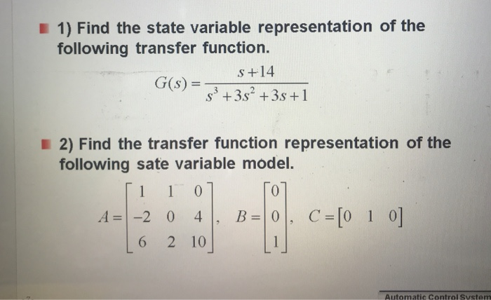 Solved 1) Write a Matlab program for the following block | Chegg.com