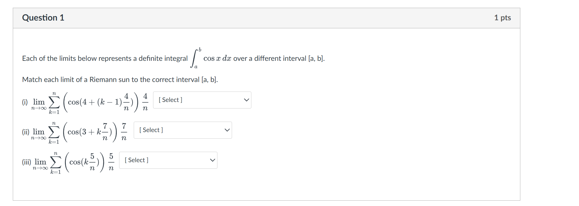 Solved Question 1Each of ﻿the limits ﻿below represents a | Chegg.com