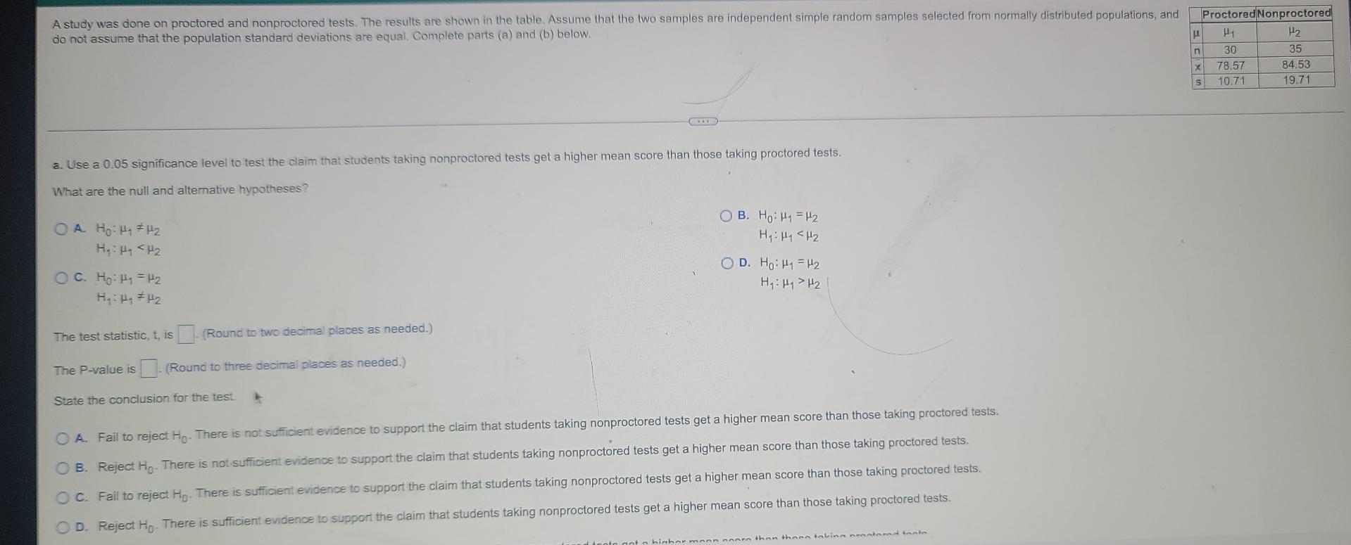 Solved (Round to two decimal places as needed.) The test | Chegg.com