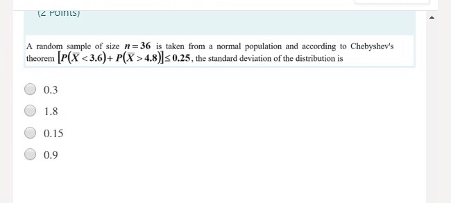 Solved I POINTS) A random sample of size n= 36 is taken from | Chegg.com
