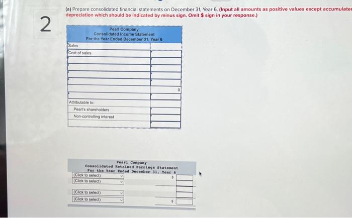 Solved (a) Prepare Consolidated Financial Statements On | Chegg.com