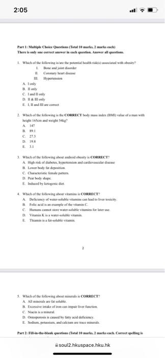Solved 2:05 Part 1: Multiple Choice Questions (Total 10 | Chegg.com