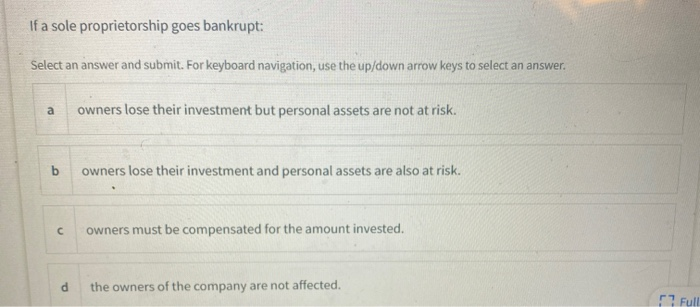 Solved If A Sole Proprietorship Goes Bankrupt: Select An | Chegg.com