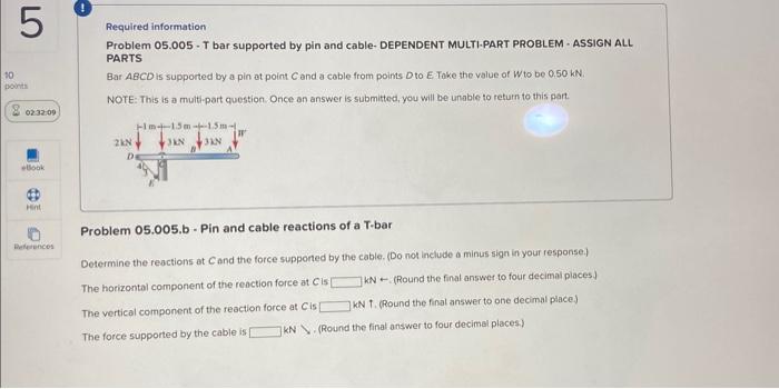 Solved Required Information Problem 05.005 - T Bar Supported | Chegg.com