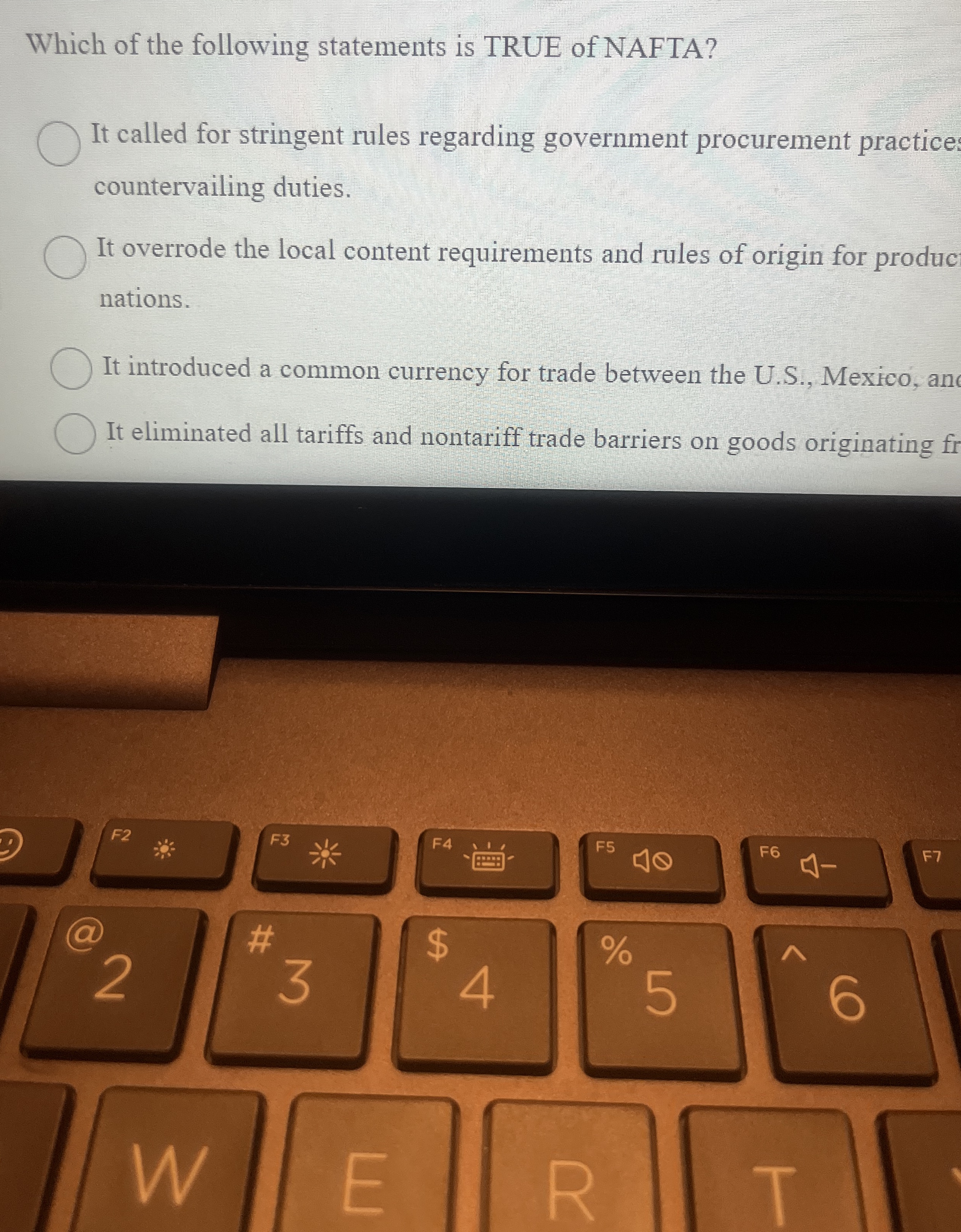 Solved Which of the following statements is TRUE of NAFTA?It