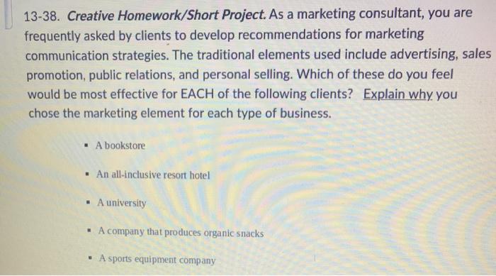 Solved 13-38. Creative Homework/Short Project. As a | Chegg.com