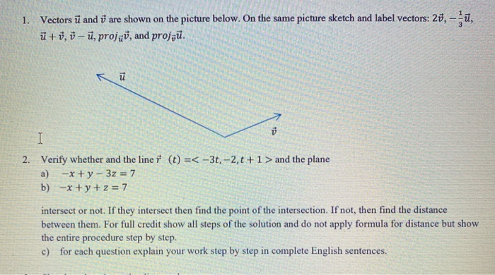 Solved 1 Vectors U And V Are Shown On The Picture Below Chegg Com