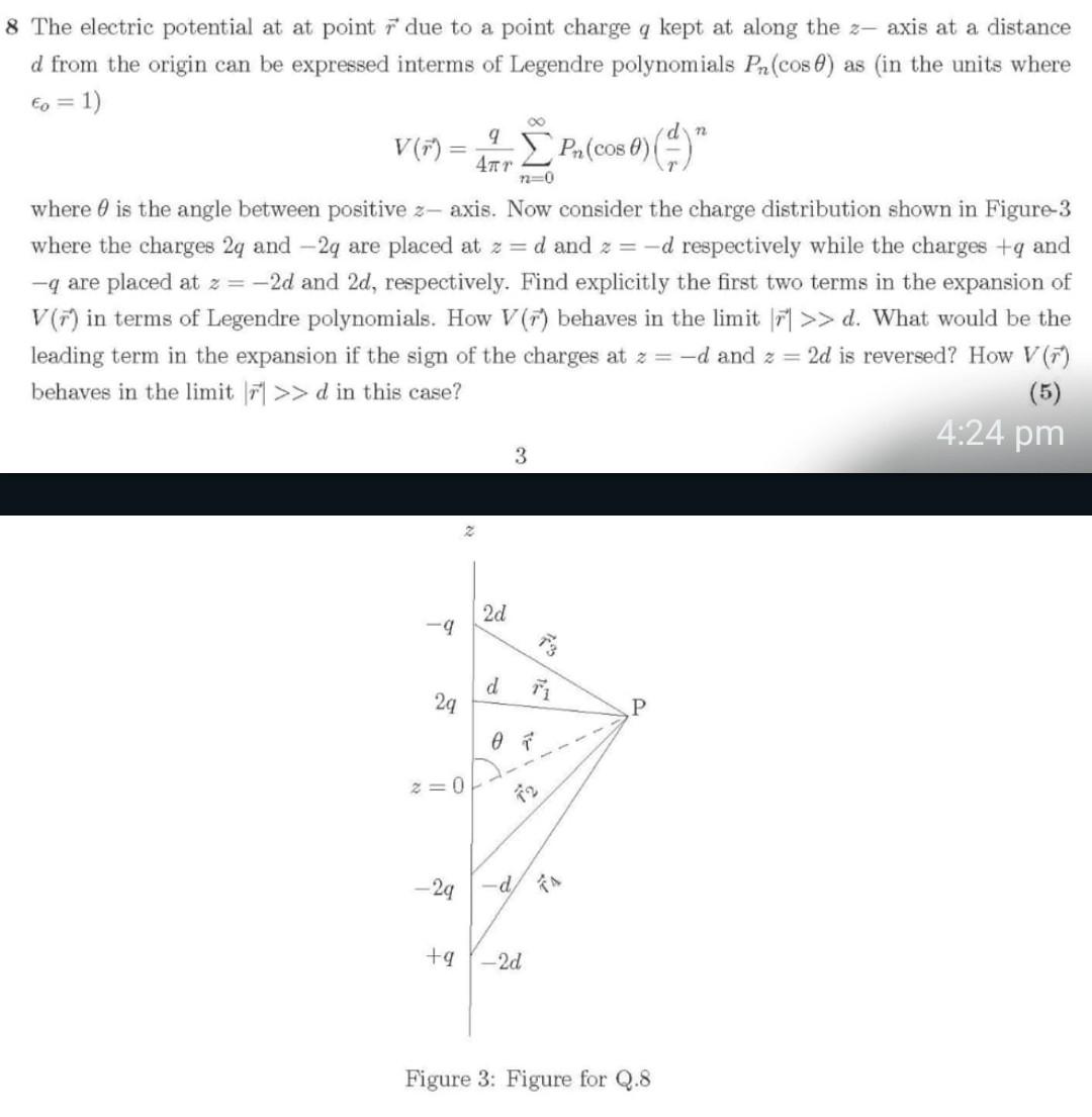 Solved 8 The electric potential at at point r due to a point | Chegg.com